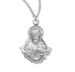 Sterling Silver Sacred Heart of Jesus Profile Medal - 18" Chain