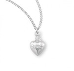 Sterling Silver Sacred Heart of Jesus Heart-Shaped Pendant - 18" Chain