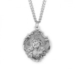 Sterling Silver Large Baroque Christ the King Medal - 24" Chain