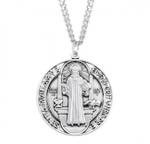 Sterling Silver Round St. Benedict Jubilee Medal - 27" Chain