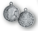 Sterling Silver Small Profile St. Benedict Round Medal - 18" Chain