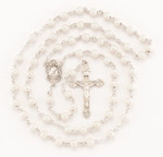 Round Frosted Sterling Silver Beads with Flowered Our Lady of Sorrows Center