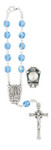 Our Lady of Lourdes Blue Crystal Auto Rosary 