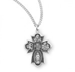 Sterling Silver 4-Way Medal with Chalice Center - 18" Chain