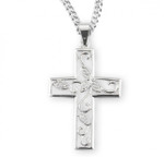 Sterling Silver Fancy Cross with Cubic Zirconia Center - 18" Chain