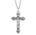 Sterling Silver Leaf-Design Crucifix - 24" Chain