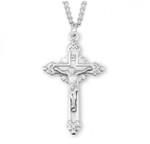 Sterling Silver Byzantine Crucifix Pendant - 24" Chain