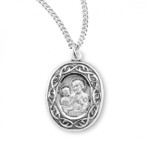 Sterling Silver "Crown of Thorns" St. Joseph Medal - 18" Chain
