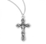 Sterling Silver Fancy Filigree Crucifix Pendant - 18" Chain