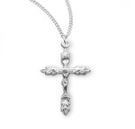 Sterling Silver or Gold-over Sterling Wheat Crucifix Pendant - 18" Chain