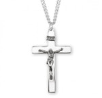 Sterling Silver High Polish Crucifix Pendant - 24" Chain