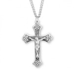Sterling Silver Flared Crucifix Pendant - 24" Chain