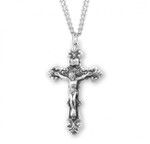 Sterling Silver Filigree Scroll Crucifix Pendant - 24" Chain