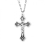 Sterling Silver Detailed Crucifix Pendant - 24" Chain