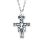 Sterling Silver Large San Damiano Crucifix - 24" Chain
