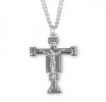 Sterling Silver Renaissance Crucifix Pendant - 24" Chain