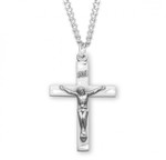 Sterling Silver Etched Crucifix Pendant - 20" Chain