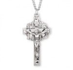 Sterling Silver Pierced "IHS" Crucifix Pendant - 24" Chain