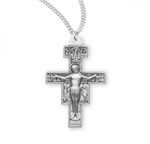Sterling Silver Large San Damiano Crucifix Pendant - 20" Chain