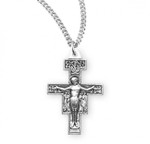 Sterling Silver or Gold-over Sterling Silver San Damiano Crucifix Pendant - 18" Chain