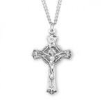 Sterling Silver Detailed Crucifix - 24" Chain