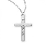 Sterling Silver High-Polished Crucifix Pendant - 20" Chain
