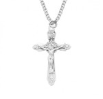 Sterling Silver or Gold-over Sterling Silver Fancy Crucifix - 18" Chain