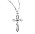 Sterling Silver or Gold-over Sterling Silver Flare-Tipped Crucifix - 18" Chain