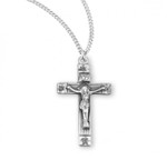 Sterling Silver or Gold-over Sterling Silver Flower-Tipped Crucifix Pendant - 18" Chain