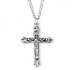 Sterling Silver Budded Tip Crucifix Pendant - 20" Chain