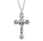 Sterling Silver Decorative "IHS" Crucifix Pendant - 24" Chain