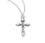 Sterling Silver or Gold-over Sterling Silver Wheat Crucifix Pendant - 18" Chain