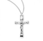 Sterling Silver or Gold-over Sterling Silver Slim Crucifix Pendant - 18" Chain