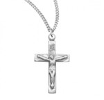 Sterling Silver Small Crucifix Pendant - 18" Chain