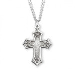 Sterling Silver Antique-Style Gothic Style Cross - 24" Chain