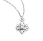 Sterling Silver or Gold-over Sterling Silver Fleur De Lis Cross - 18" Chain