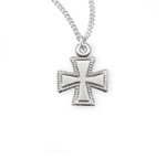 Sterling Silver or Gold-over Sterling Silver Maltese Beaded Cross Pendant - 18" Chain