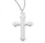 Sterling Silver High-Polished Fancy Plain Cross - 18" Chain