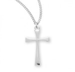 Sterling Silver or Gold-over Sterling Silver Tapered-End Cross - 18" Chain