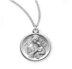 Sterling Silver Round Our Lady of Perpetual Help Medal - 18" Chain