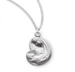 Sterling Silver Madonna and Child Pendant - 18" Chain
