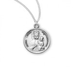 Sterling Silver Round Our Lady of Czestochowa Medal - 18" Chain
