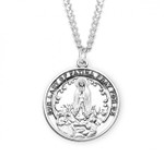 Sterling Silver Large Round Our Lady of Fatima Medal - 24" Chain