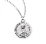 Sterling Silver Round Immaculate Heart of Mary Medal - 18" Chain