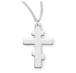 Sterling Silver or Gold-over Sterling Silver Plain Byzantine Cross Pendant - 18" Chain