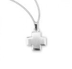 Sterling Silver Small Wide Crucifix Pendant - 18" Chain