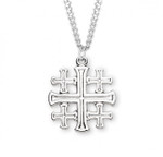 Sterling Silver Large Jerusalem Cross - 24" Chain