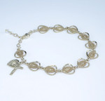 10MM Sterling Silver Pierced Miraculous Medal Rosary Bracelet 