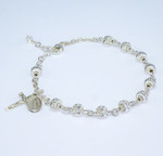 6MM Sterling Silver Herringbone Embossed Sterling Silver Rosary Bracelet 