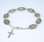 Sterling Silver Ornate Miraculous Medal Bead Bracelet 